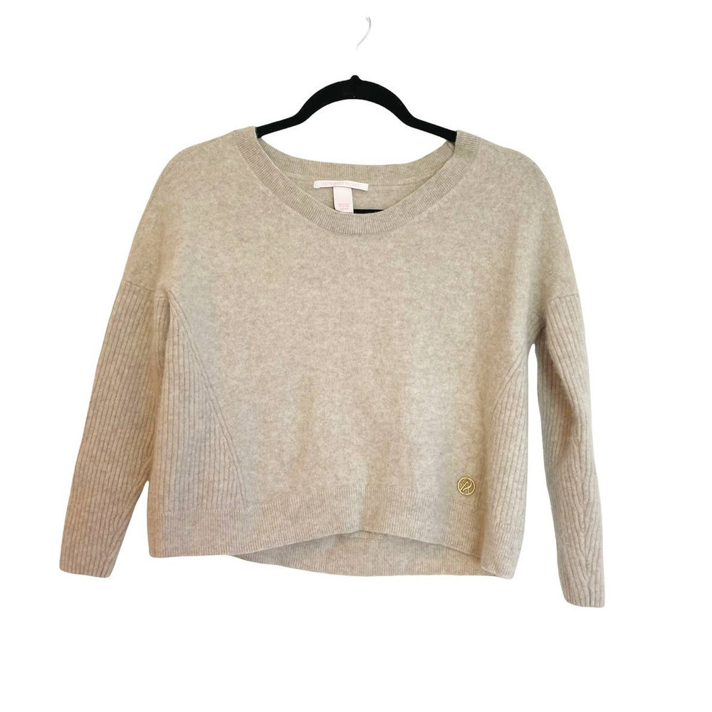 Victoria Secret Cashmere Sweater Cropped Beige Knit Size XS